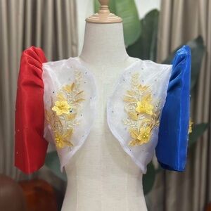 Filipiniana Flag Bolero Lady Barong Traditional National Costume  embroidery
